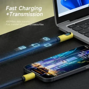 HAGiBiS USB C 240W Cable with LED Display Liquid Silicone