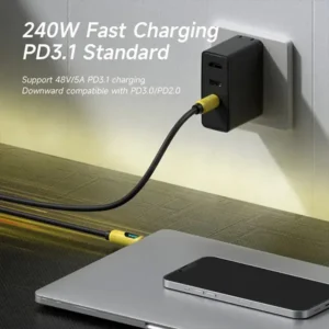 HAGiBiS USB C 240W Cable with LED Display Liquid Silicone