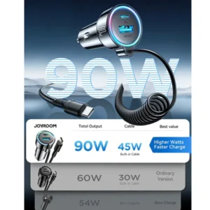 JOYROOM JR-CL07 90W 3-in-1 Wired Car Charger (Type-C)