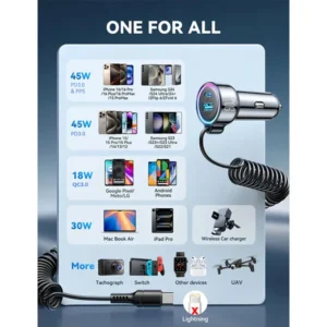JOYROOM JR-CL07 90W 3-in-1 Wired Car Charger (Type-C)