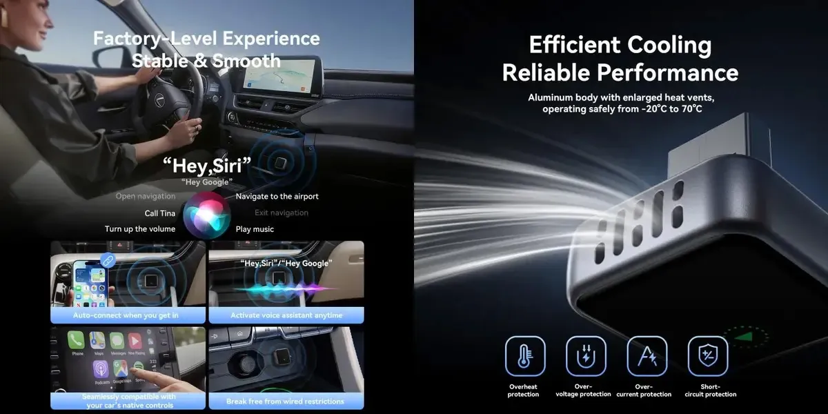 JOYROOM JR-CP3 2-in-1 Wireless CarPlay Adapter for Cars