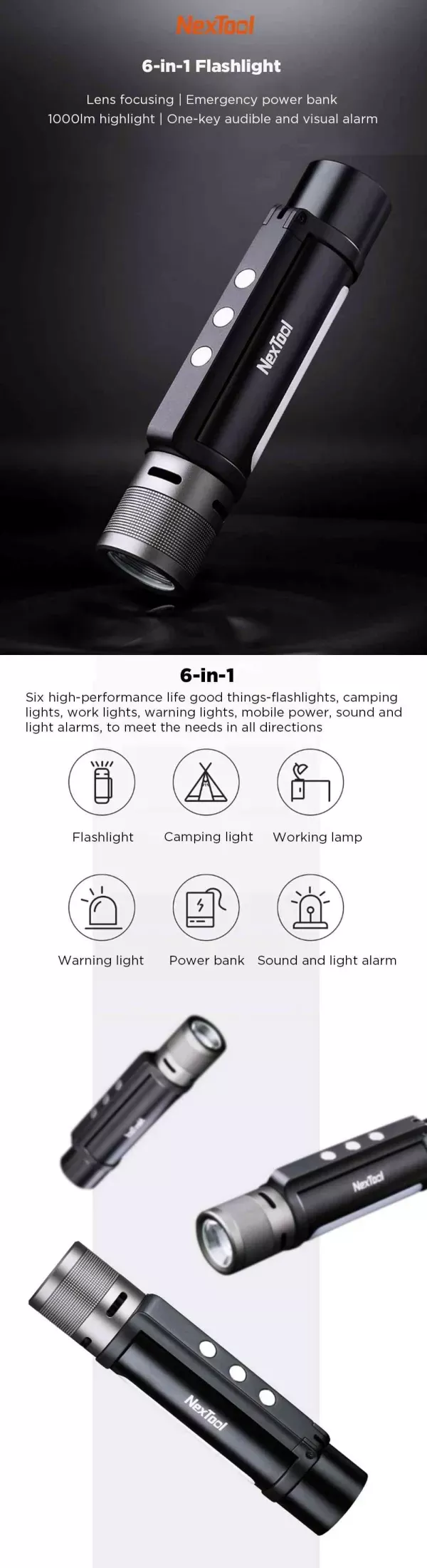 Nextool Outdoor 6-in-1 Thunder Flashlight
