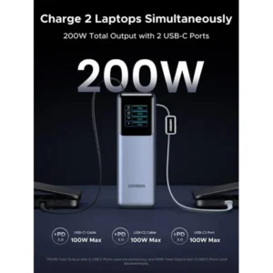 UGREEN Nexode Power Bank 25000mAh 200W with Retractable Cable - 75702