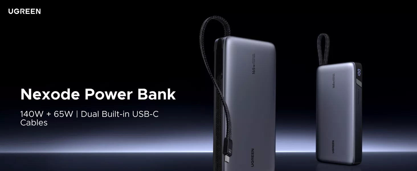 UGREEN PB552 Nexode Power Bank 165W 25000mAh Power Bank with 2 Built-in USB-C Cables