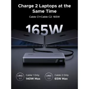 UGREEN PB552 Nexode Power Bank 165W 25000mAh Power Bank with 2 Built-in USB-C Cables - Image 3