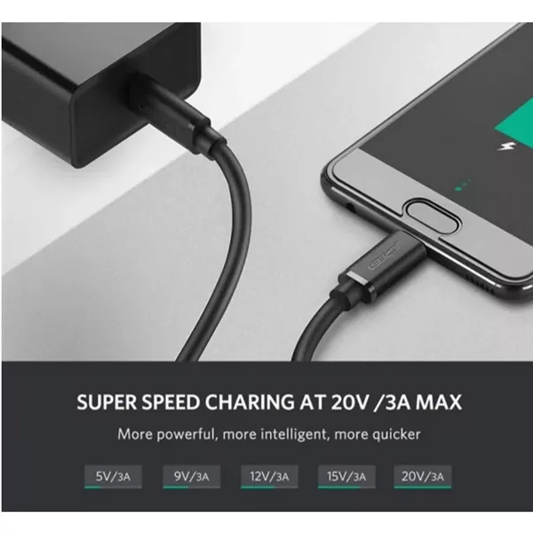 UGREEN US286 USB-C 2.0 Male to USB-C 2.0 Male 3A Data Cable