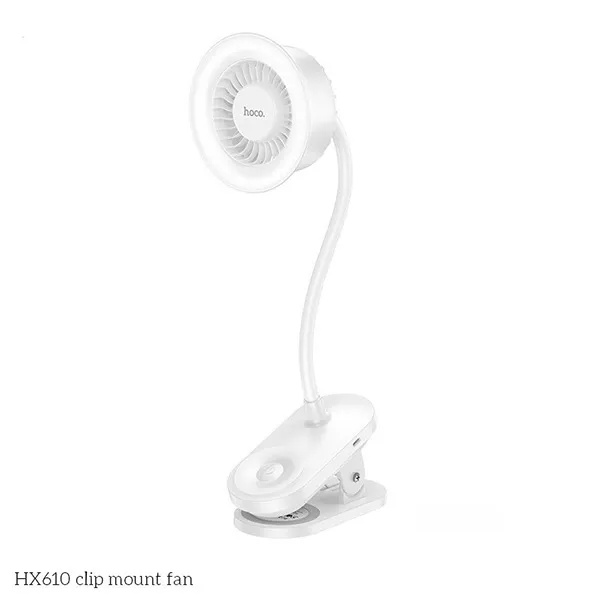 Hoco-HX610-Clip-Mount-Fan-with-Rechargeable-Battery-and-LED-Light-1 Hoco HX610 Clip Mount Fan with Rechargeable Battery and LED Light