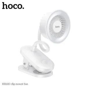 Hoco HX610 Clip Mount Fan with Rechargeable Battery and LED Light
