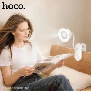 Hoco HX610 Clip Mount Fan with Rechargeable Battery and LED Light
