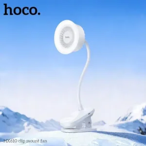 Hoco HX610 Clip Mount Fan with Rechargeable Battery and LED Light