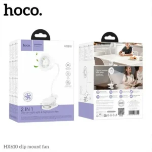 Hoco HX610 Clip Mount Fan with Rechargeable Battery and LED Light