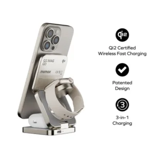 Momax Q2.Mag 3-in-1 Foldable Qi2 15W Magnetic Wireless Charging Stand