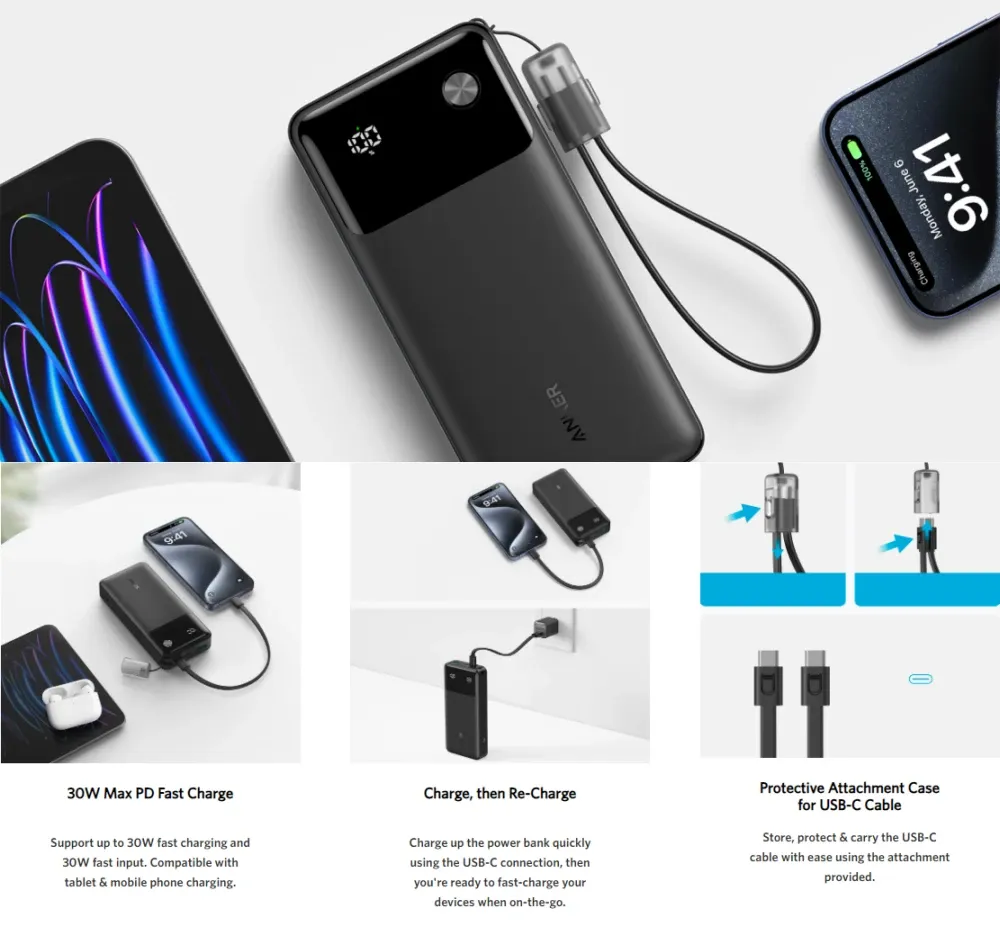 Anker Powercore 20000mAh 30W Power Bank with Digital Display