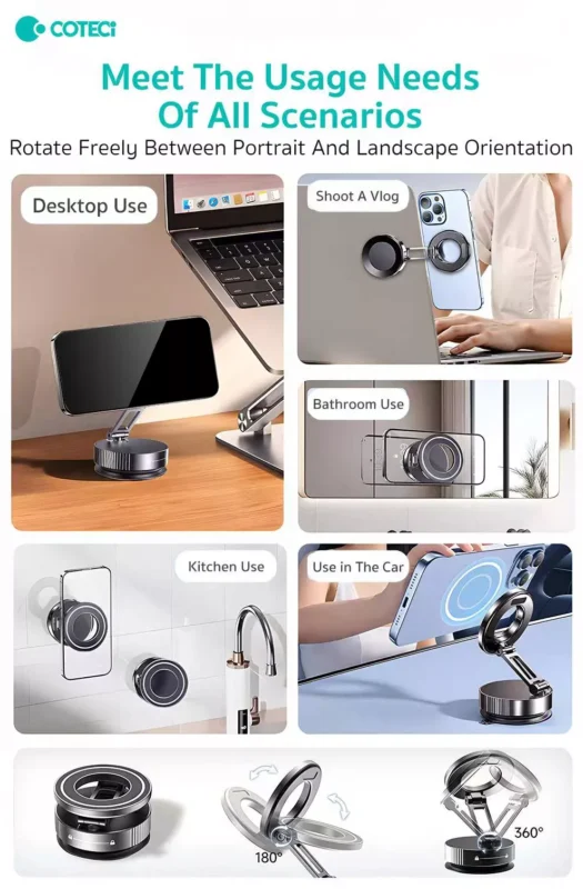 COTECI BS-014 Magnetic Vacuum Suction Car Phone Mount Holder