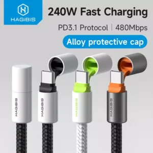Hagibis 240W USB-C to USB-C Fast Charging Data Cable with Protective Cap