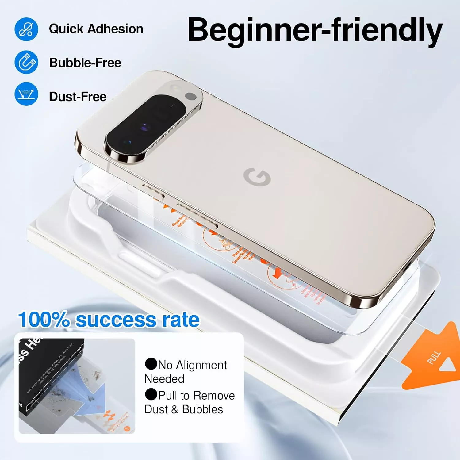 SmartDevil SmartPull 9H Tempered Glass Screen Protector for Google Pixel 10 Pro XL Pixel 9 Pro XL