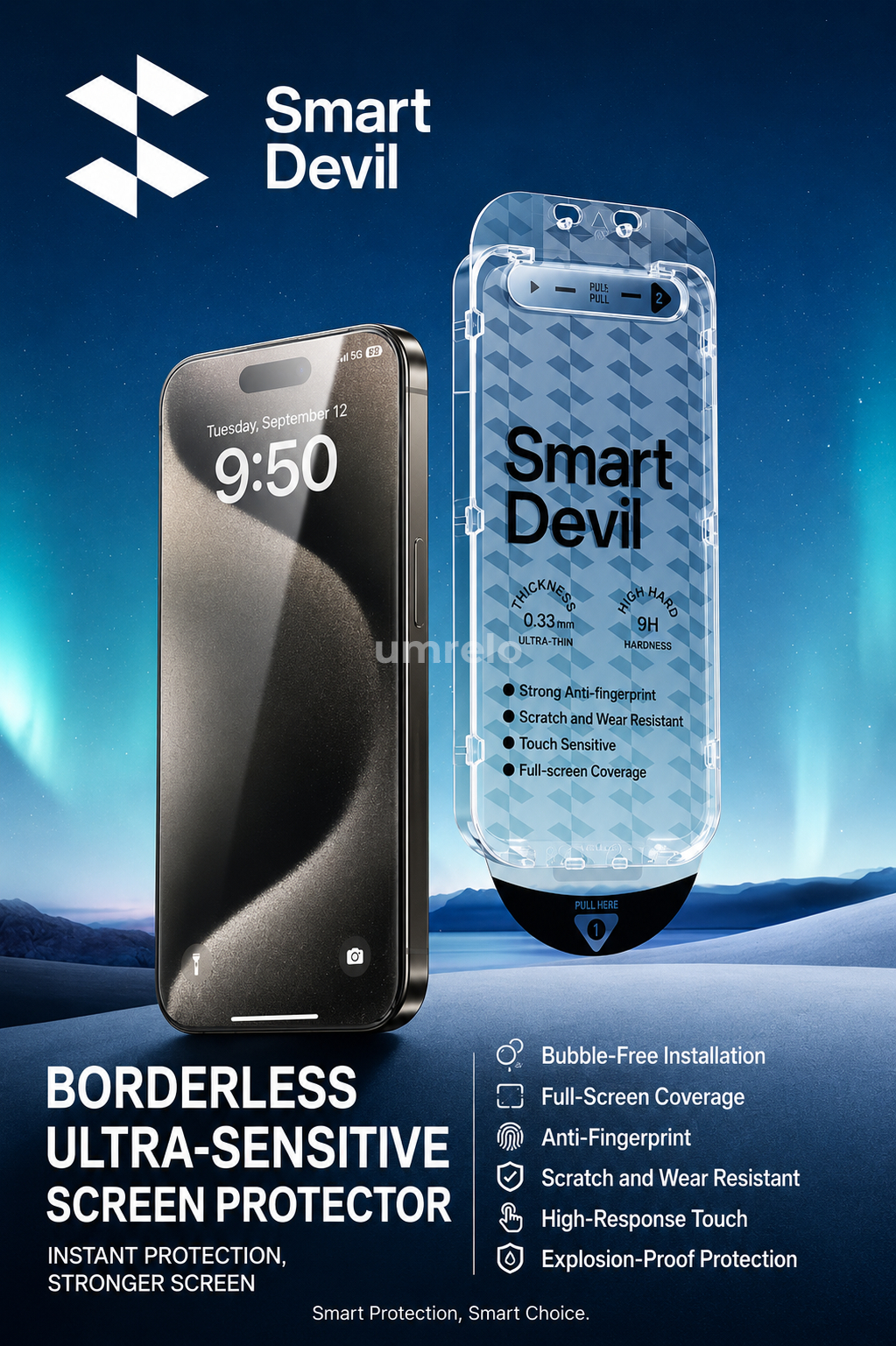 SmartDevil Clear Dust-Free Screen Protector for iPhone 17 Pro and iPhone 17 Pro Max with Easy Installation Tool