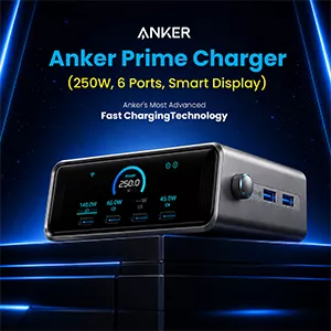 Anker Prime 250W GaN USB-C Charging Station with LCD Display & Smart Control (A2345)