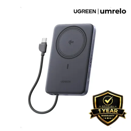 UGREEN PB570 Magflow Air 10000mAh Qi2 15W Wireless Power Bank Built-in Cable Black