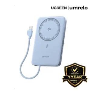 UGREEN PB570 Magflow Air 10000mAh Qi2 15W Wireless Power Bank Built-in Cable Blue