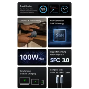Mcdodo CH-6130 Gana Ultra 100W 2C1A Smart Charger with TFT Display - Image 3